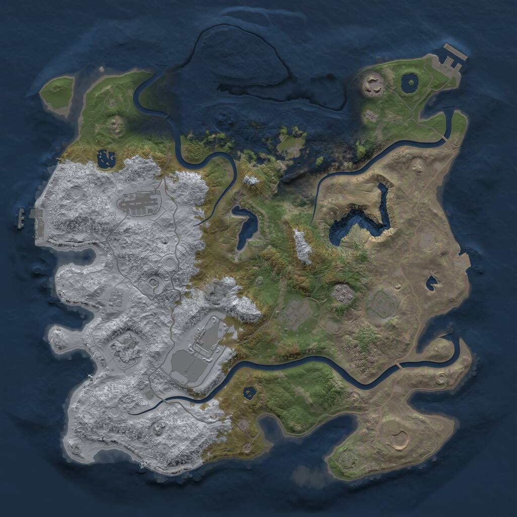 Rust Map: Procedural Map, Size: 4000, Seed: 299423746, 16 Monuments