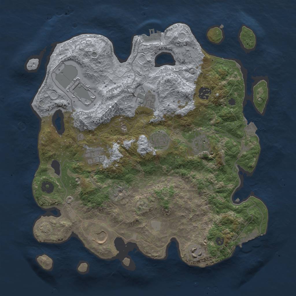 Rust Map: Procedural Map, Size: 3500, Seed: 21944, 16 Monuments