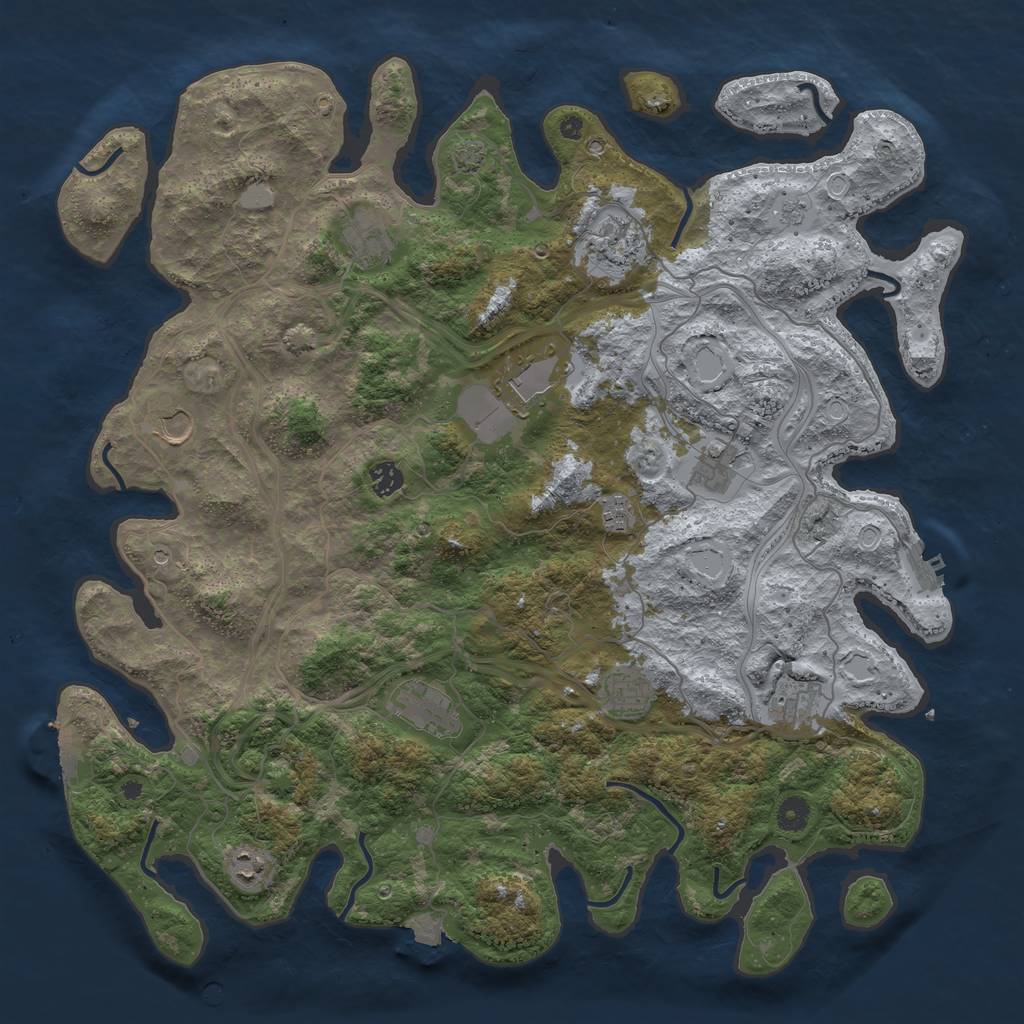 Rust Map: Procedural Map, Size: 4500, Seed: 2048963968, 19 Monuments