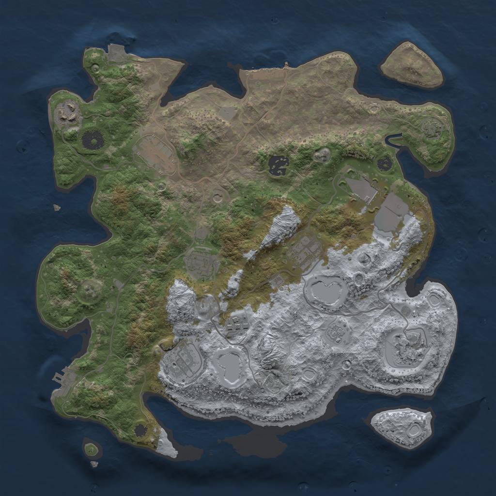Rust Map: Procedural Map, Size: 3500, Seed: 1082749483, 17 Monuments