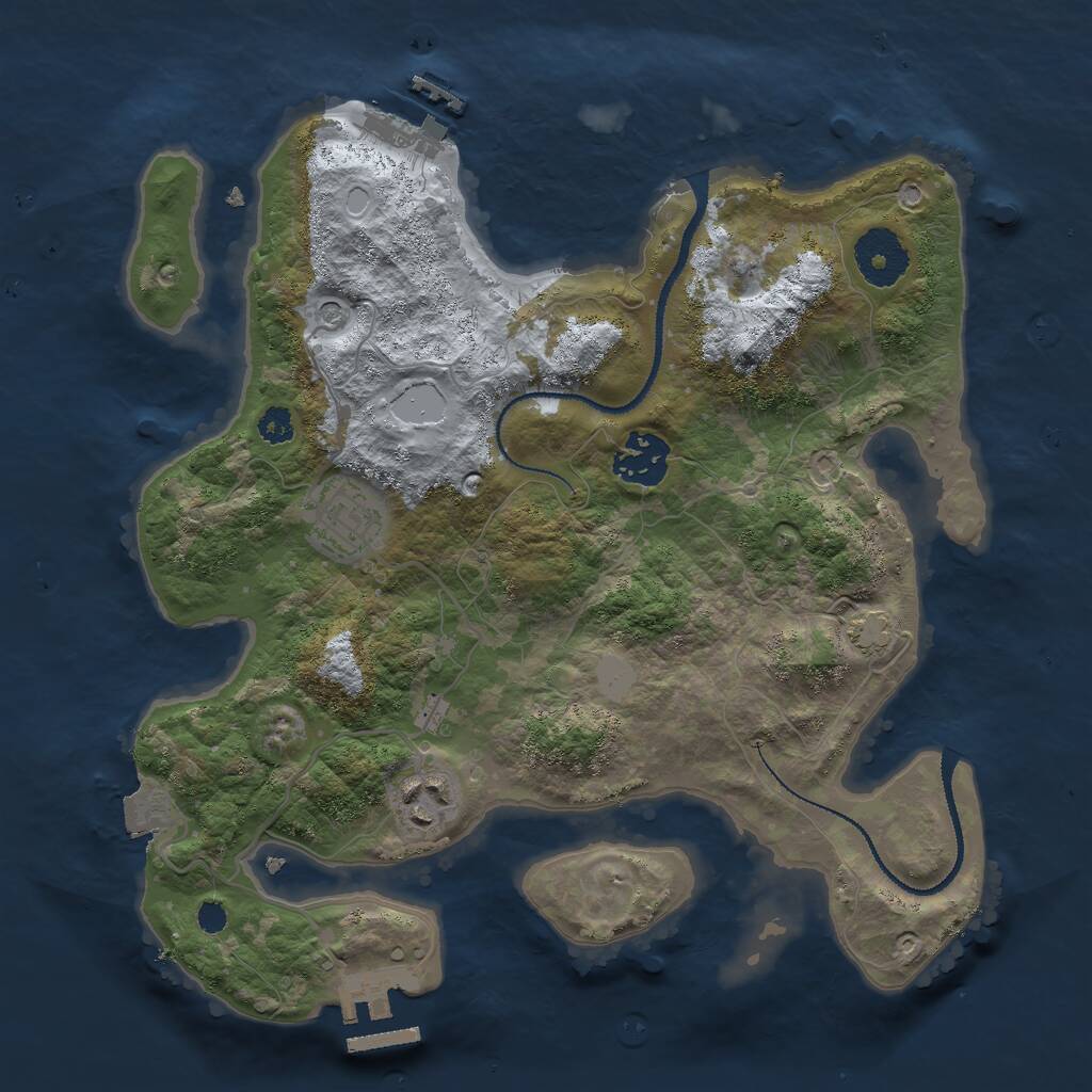 Rust Map: Procedural Map, Size: 3000, Seed: 82069650, 8 Monuments