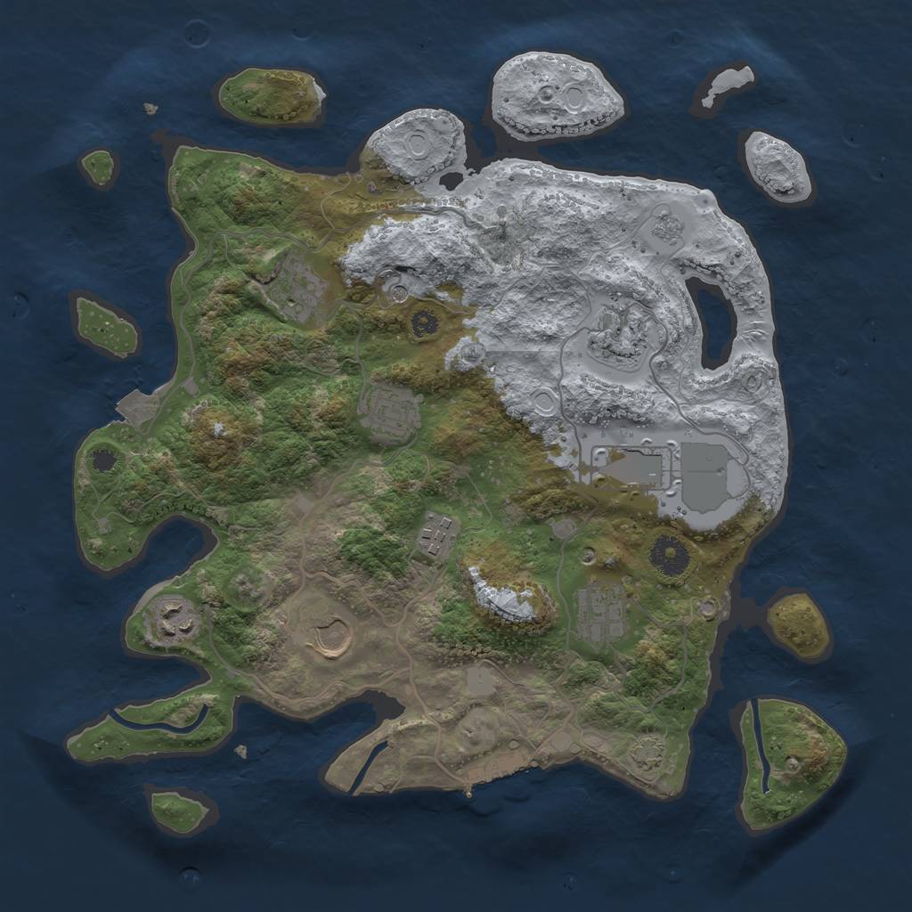 Rust Map: Procedural Map, Size: 3500, Seed: 47340625, 15 Monuments