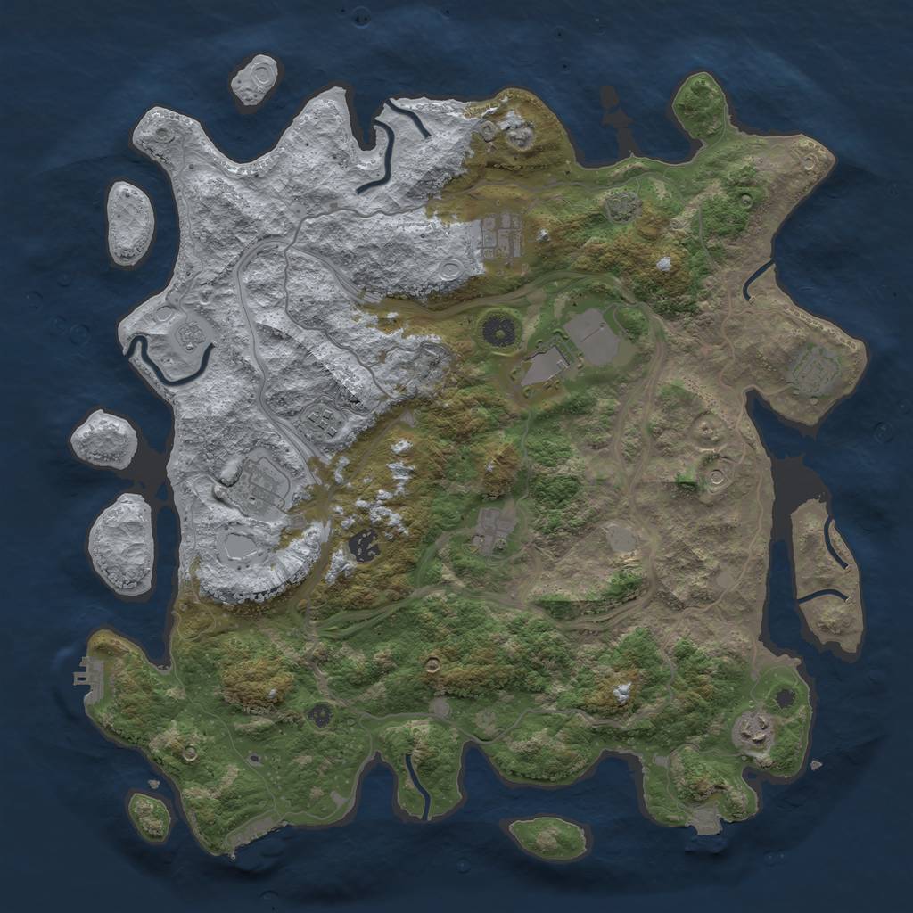 Rust Map: Procedural Map, Size: 4250, Seed: 2028391544, 16 Monuments