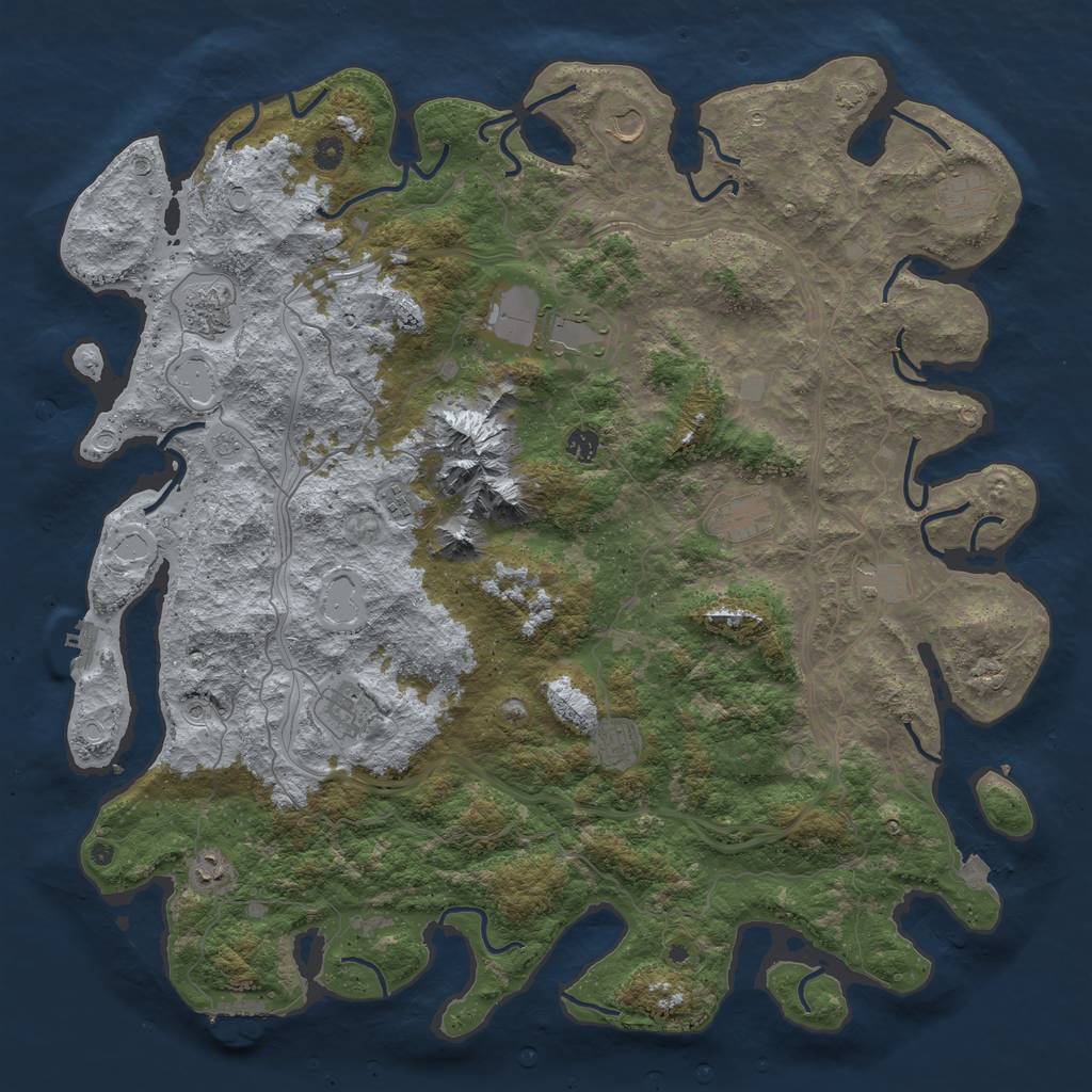 Rust Map: Procedural Map, Size: 5000, Seed: 384, 19 Monuments