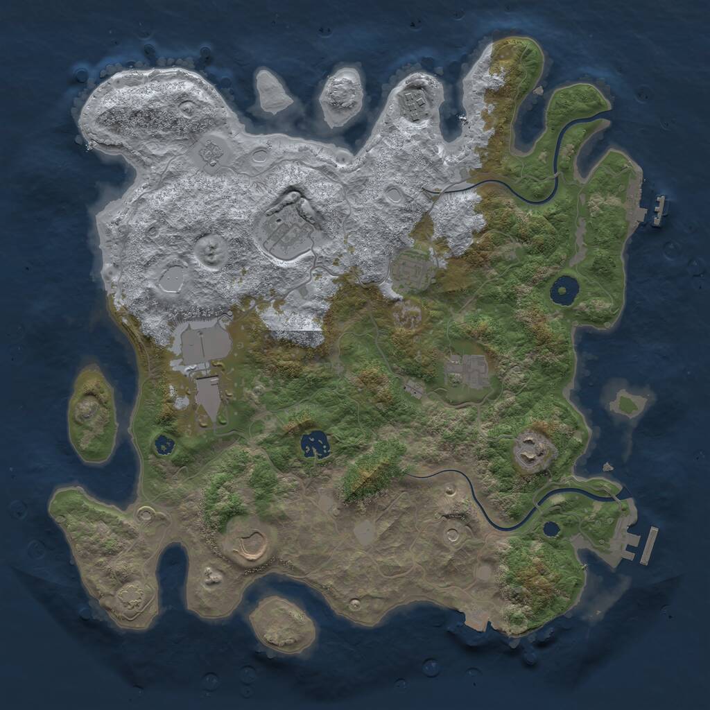 Rust Map: Procedural Map, Size: 3700, Seed: 1953816446, 14 Monuments