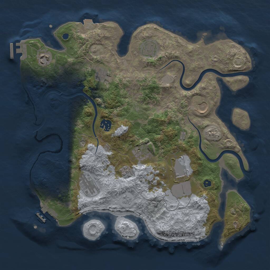 Rust Map: Procedural Map, Size: 3500, Seed: 293719373, 15 Monuments