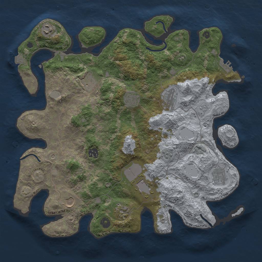Rust Map: Procedural Map, Size: 3800, Seed: 2049821465, 17 Monuments