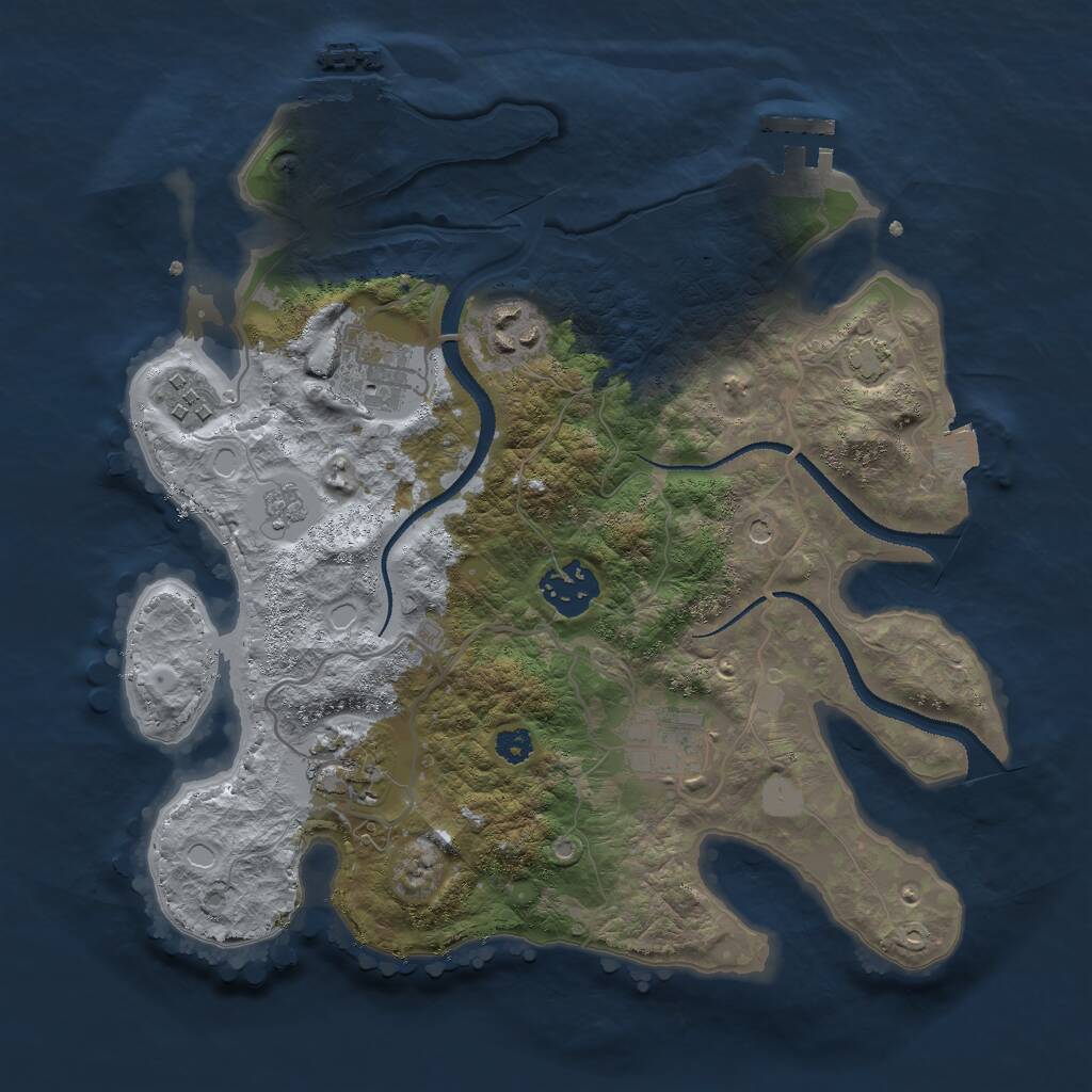 Rust Map: Procedural Map, Size: 3000, Seed: 10472, 12 Monuments