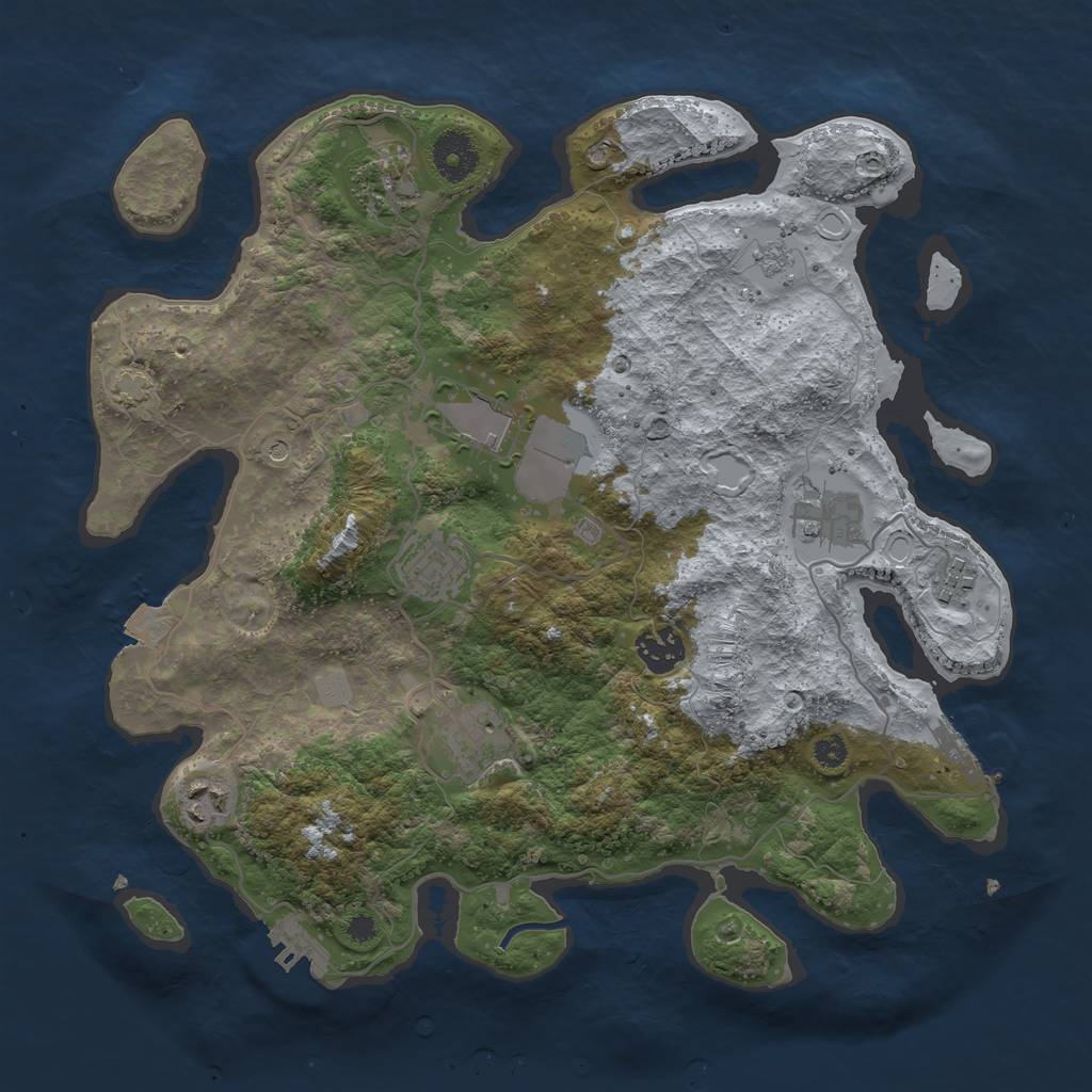 Rust Map: Procedural Map, Size: 3500, Seed: 473033207, 16 Monuments