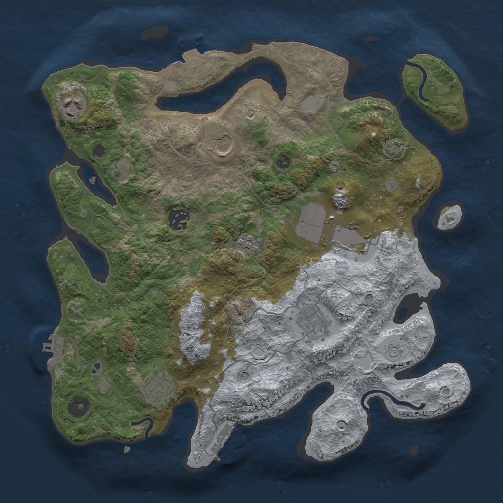 Rust Map: Procedural Map, Size: 3500, Seed: 1010469457, 15 Monuments