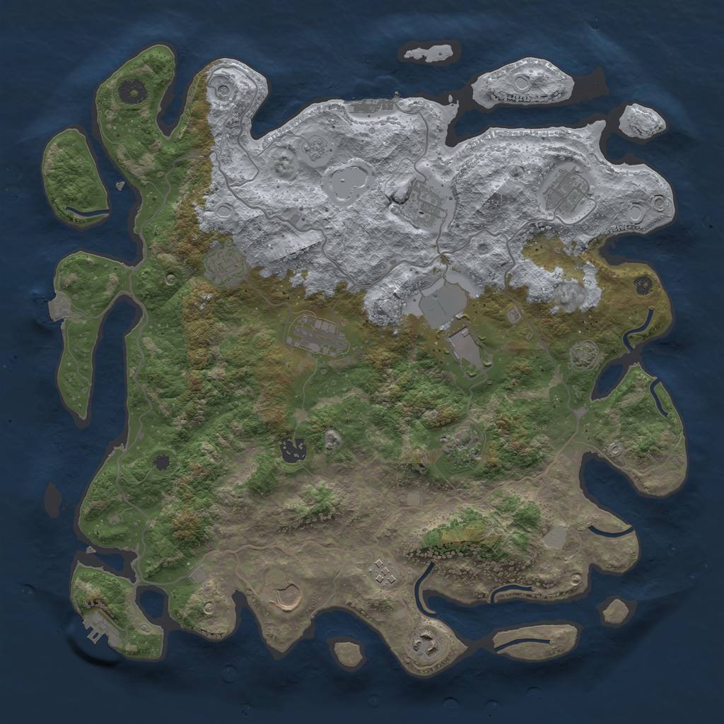 Rust Map: Procedural Map, Size: 4000, Seed: 11280, 18 Monuments