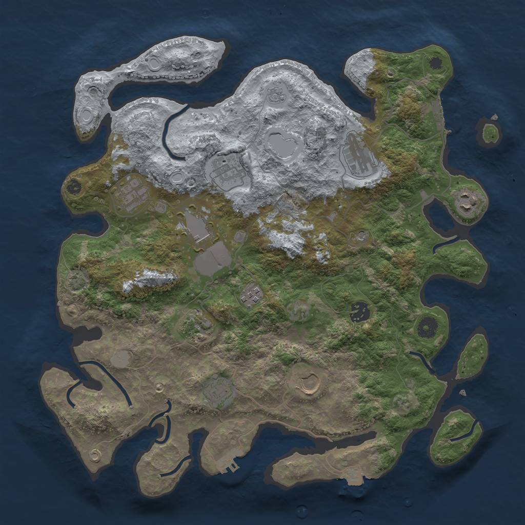 Rust Map: Procedural Map, Size: 3800, Seed: 24183732, 18 Monuments
