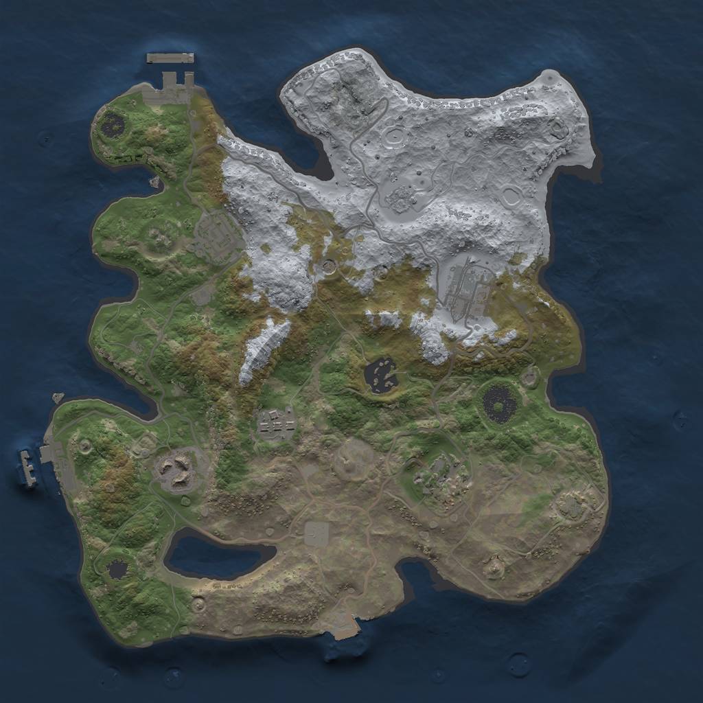 Rust Map: Procedural Map, Size: 3000, Seed: 998401292, 14 Monuments