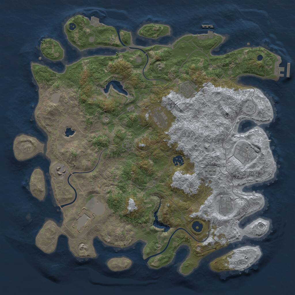 Rust Map: Procedural Map, Size: 4100, Seed: 42527, 14 Monuments