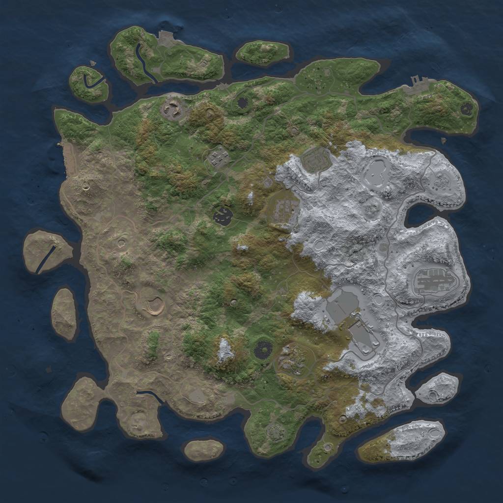 Rust Map: Procedural Map, Size: 4100, Seed: 42527, 17 Monuments