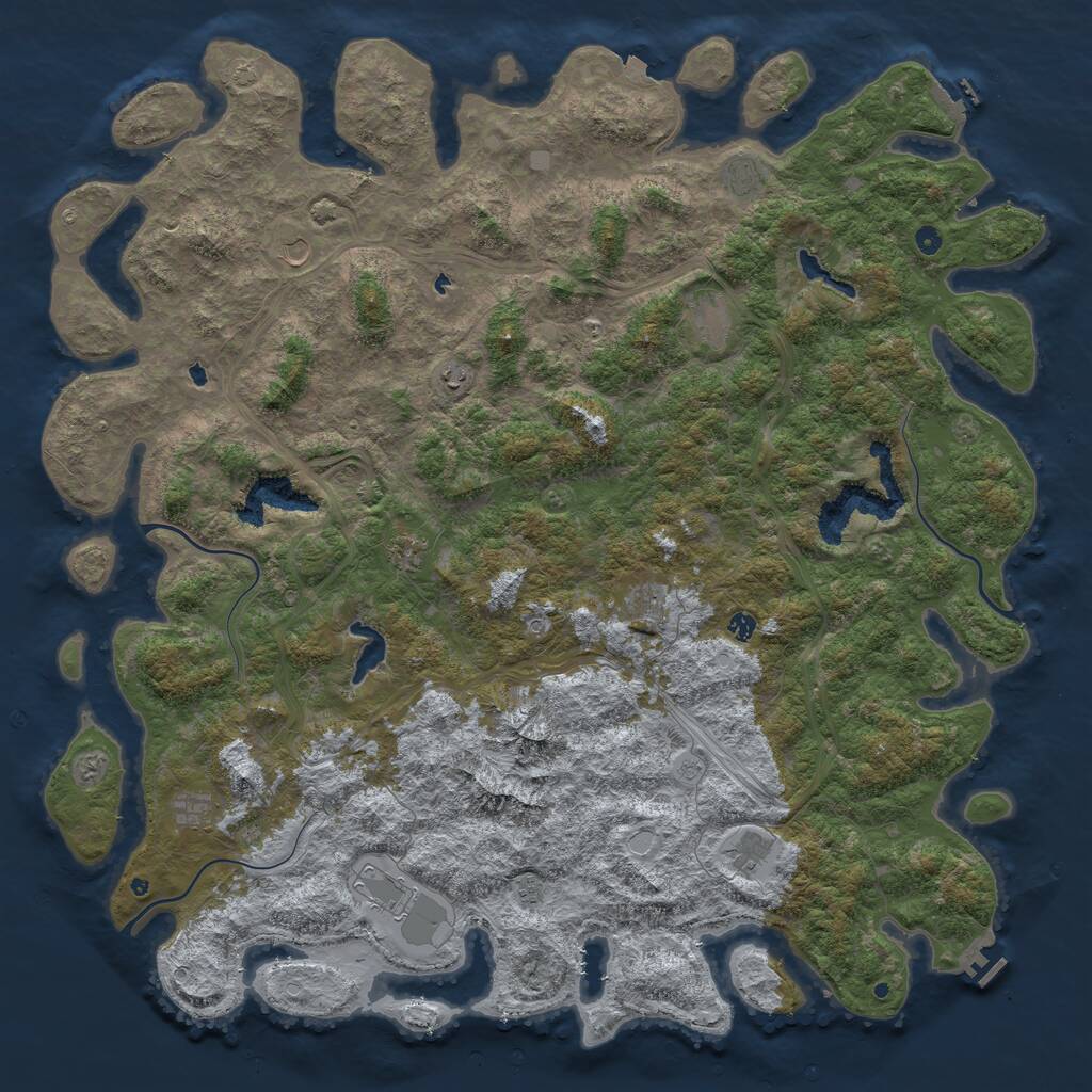 Rust Map: Procedural Map, Size: 6000, Seed: 6958184, 17 Monuments