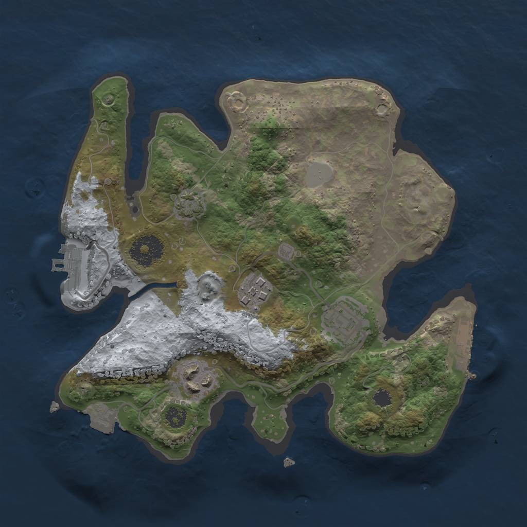 Rust Map: Procedural Map, Size: 2500, Seed: 17250, 9 Monuments