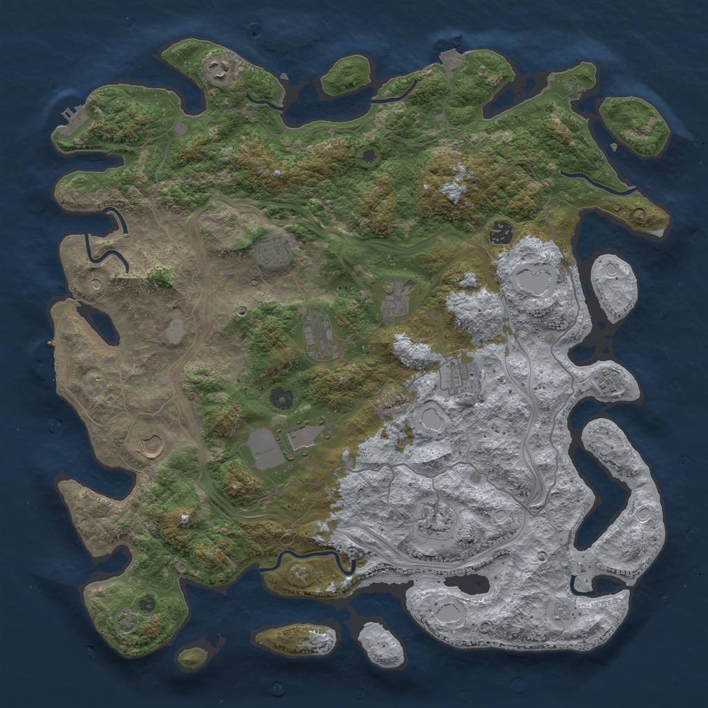 Rust Map: Procedural Map, Size: 4500, Seed: 100778131, 18 Monuments