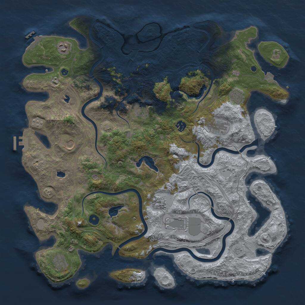 Rust Map: Procedural Map, Size: 4500, Seed: 100778131, 16 Monuments