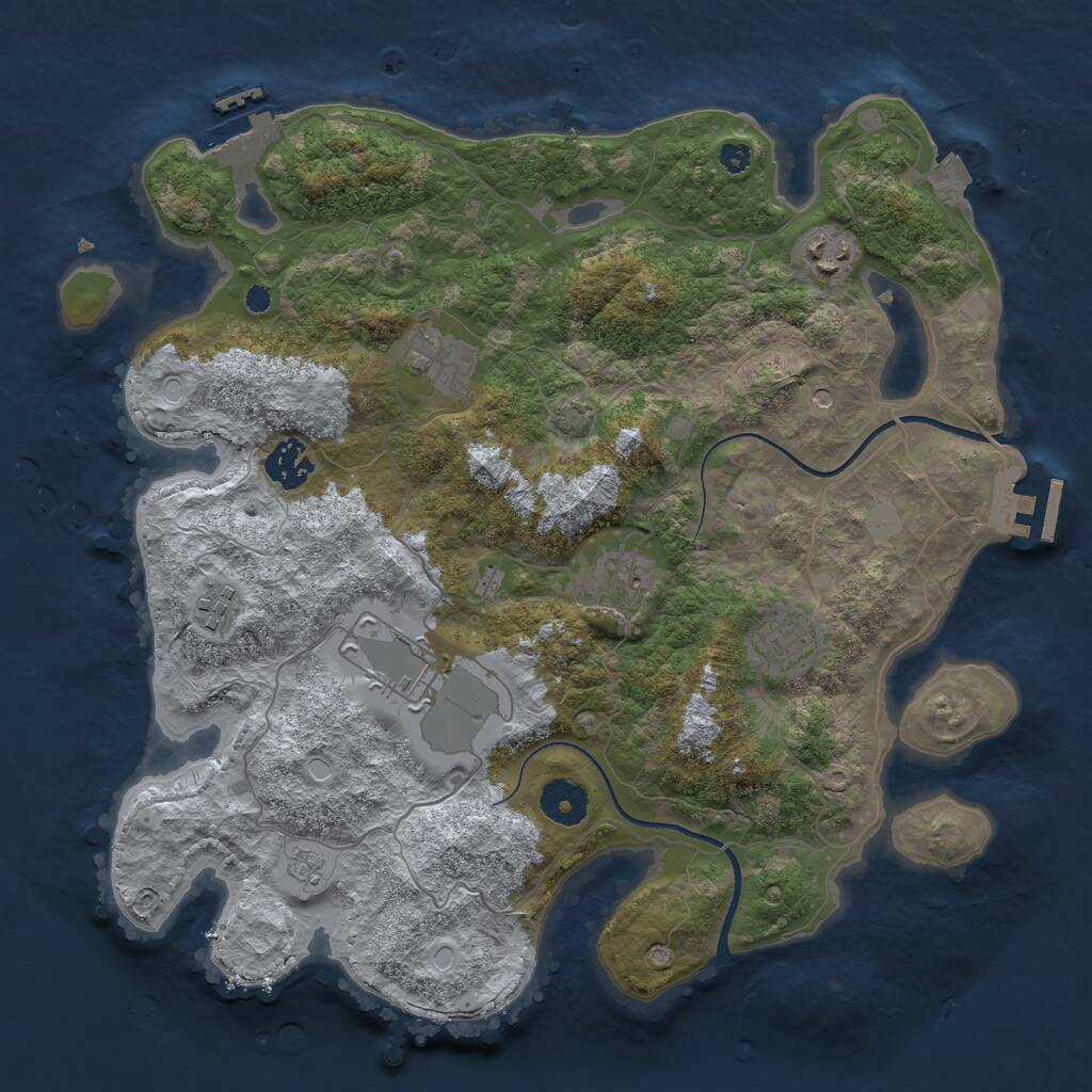 Rust Map: Procedural Map, Size: 3500, Seed: 1074311114, 13 Monuments