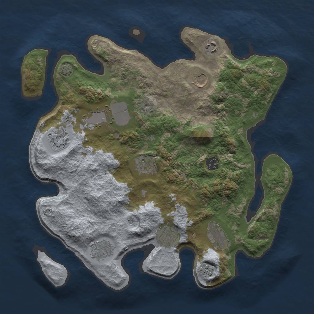 Rust Map: Barren, Size: 3500, Seed: 450402721, 14 Monuments