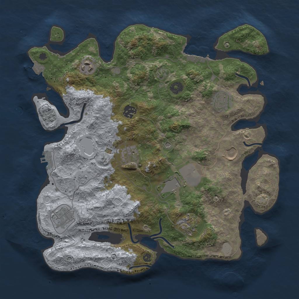 Rust Map: Procedural Map, Size: 3500, Seed: 67051220, 17 Monuments