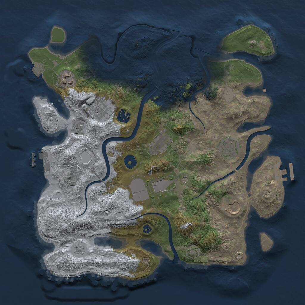 Rust Map: Procedural Map, Size: 3500, Seed: 67051220, 14 Monuments
