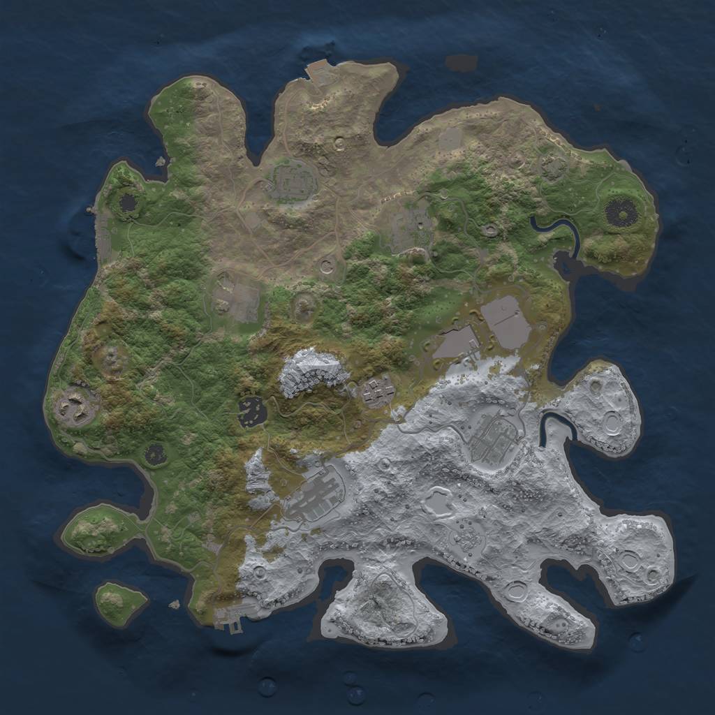 Rust Map: Procedural Map, Size: 3500, Seed: 502430267, 17 Monuments