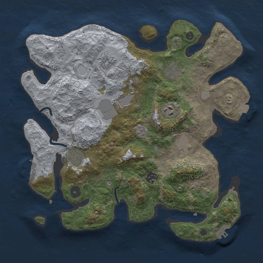 Rust Map: Procedural Map, Size: 3500, Seed: 1313131313, 16 Monuments