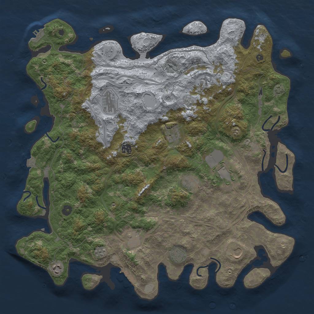 Rust Map: Procedural Map, Size: 4500, Seed: 4514247, 19 Monuments