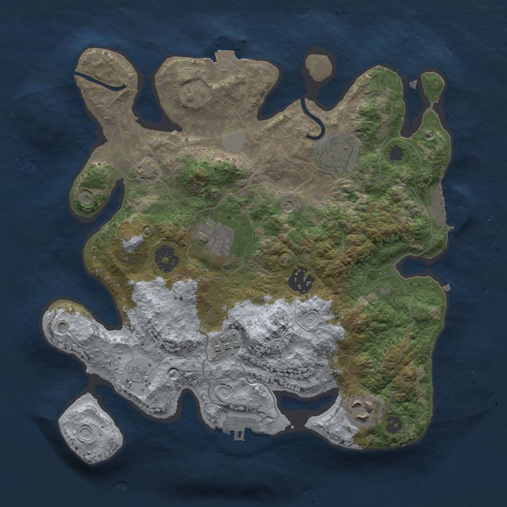 Rust Map: Procedural Map, Size: 3000, Seed: 751213452, 13 Monuments