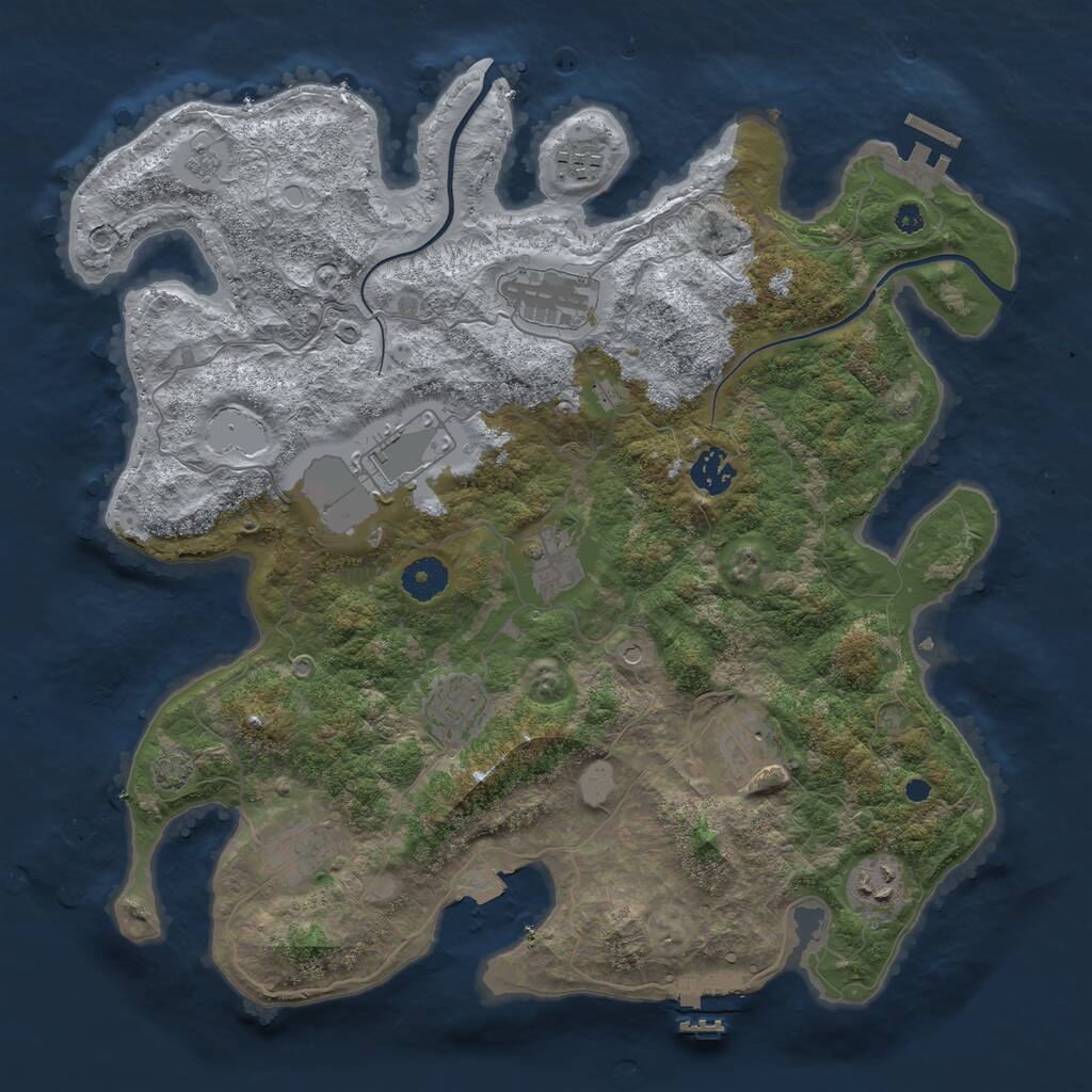 Rust Map: Procedural Map, Size: 3750, Seed: 163431745, 15 Monuments