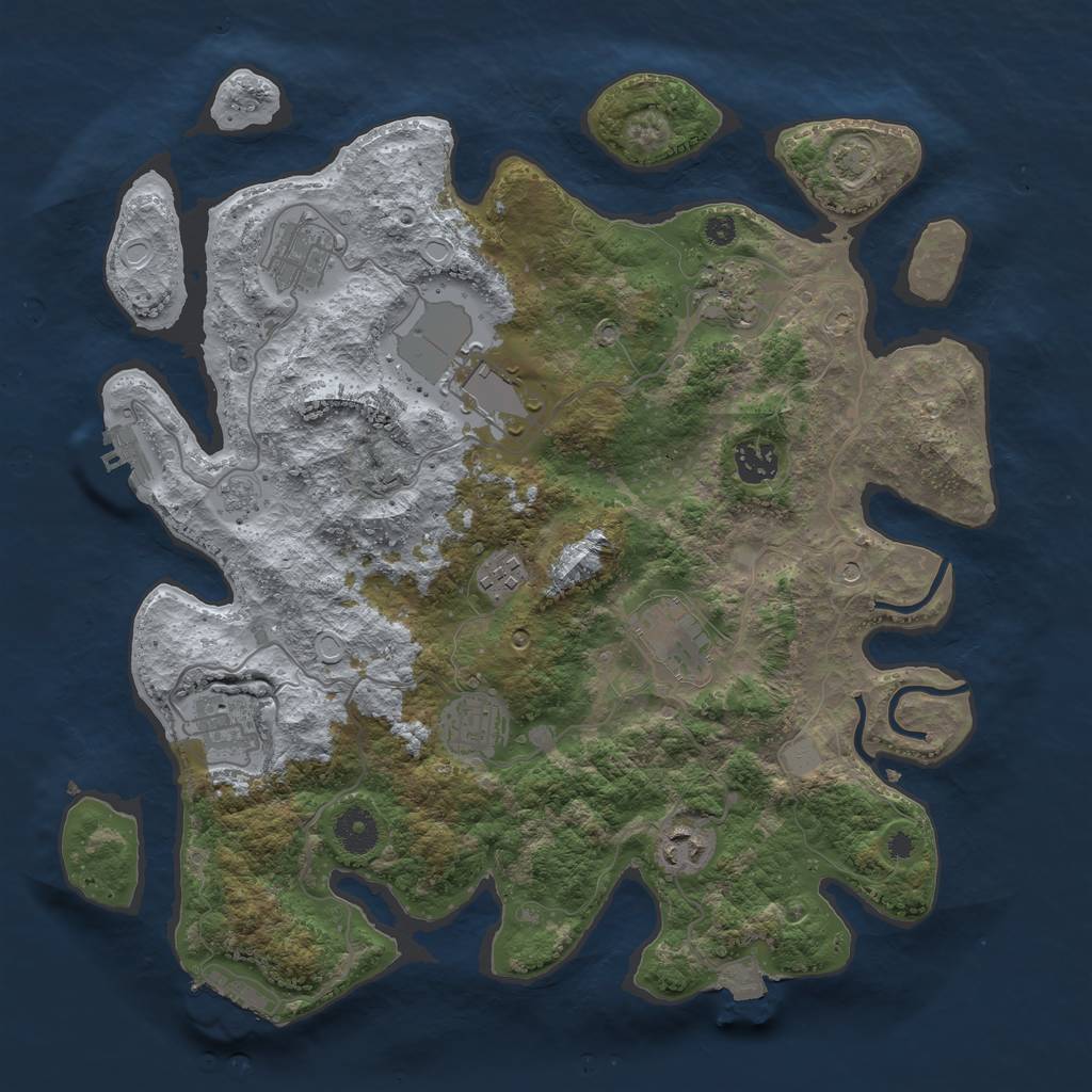 Rust Map: Procedural Map, Size: 3700, Seed: 536761573, 17 Monuments
