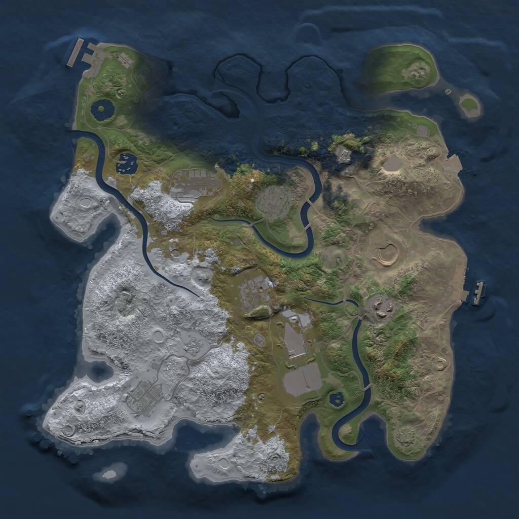 Rust Map: Procedural Map, Size: 3500, Seed: 793916551, 15 Monuments