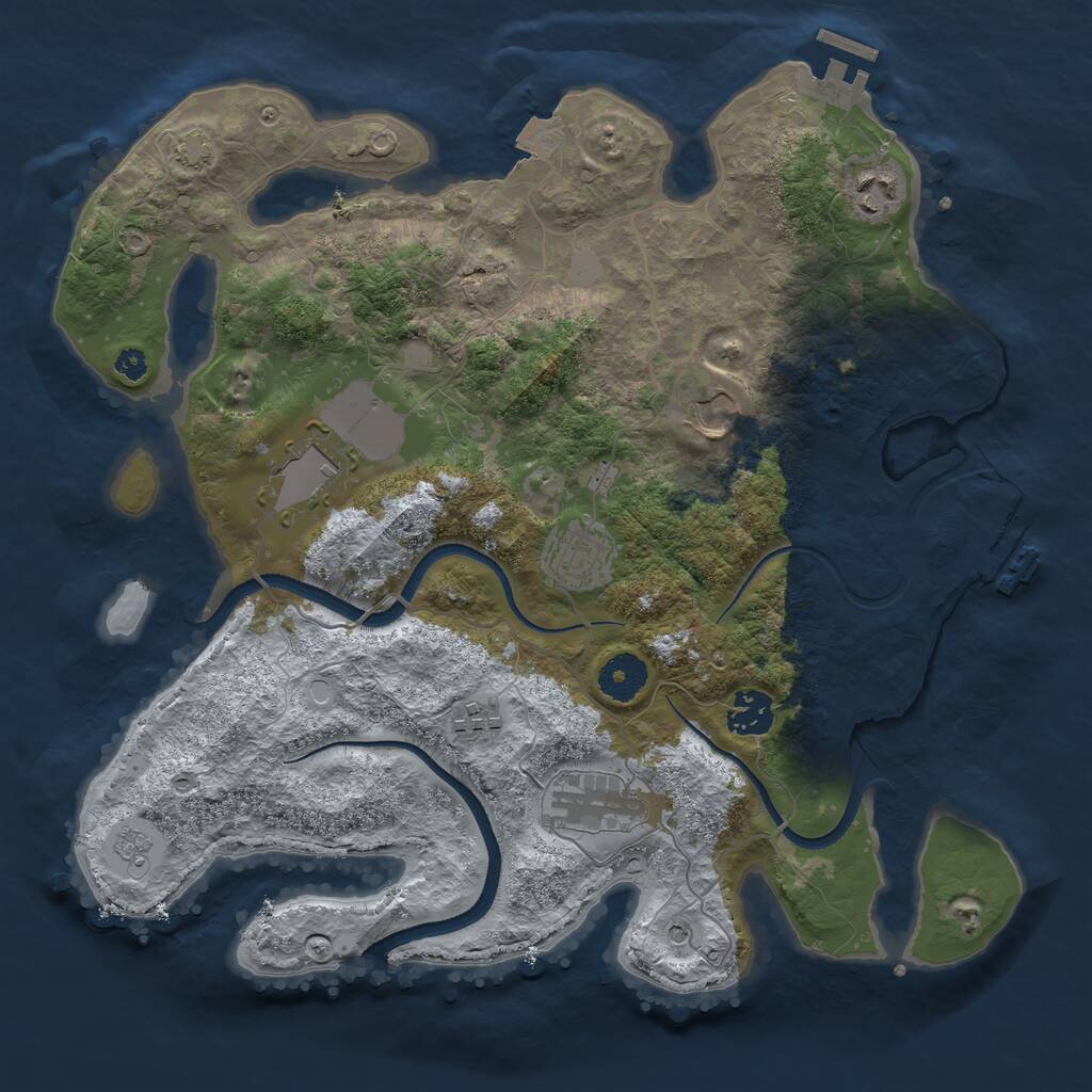 Rust Map: Procedural Map, Size: 3500, Seed: 1267745174, 13 Monuments