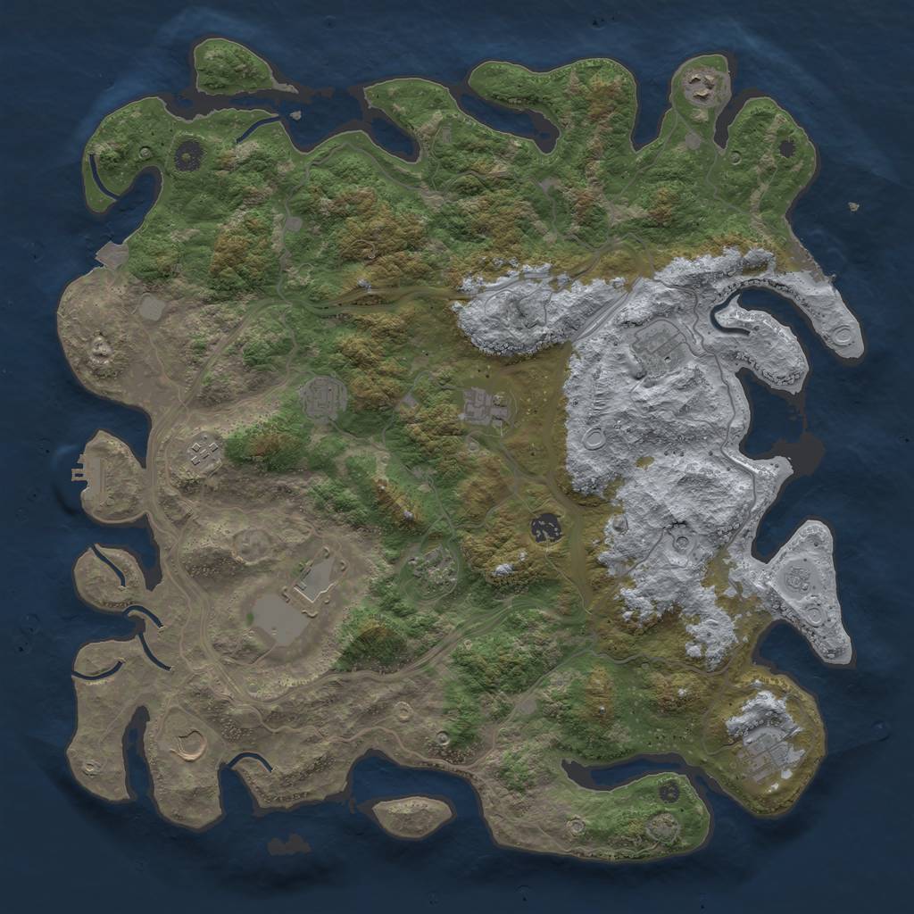 Rust Map: Procedural Map, Size: 4500, Seed: 14525, 18 Monuments