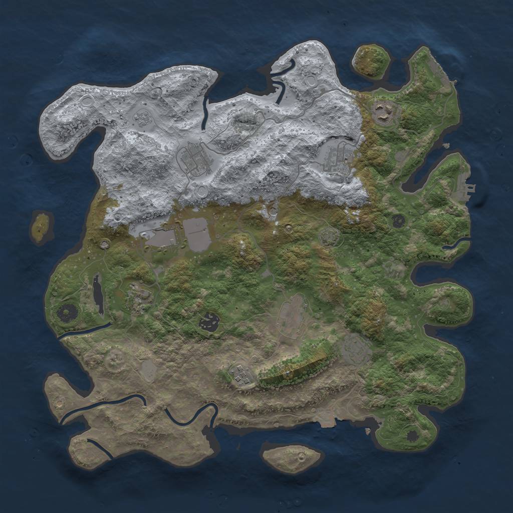 Rust Map: Procedural Map, Size: 3900, Seed: 324675347, 17 Monuments
