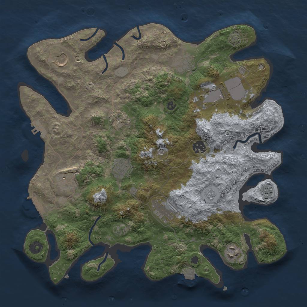 Rust Map: Procedural Map, Size: 3500, Seed: 1457174443, 18 Monuments