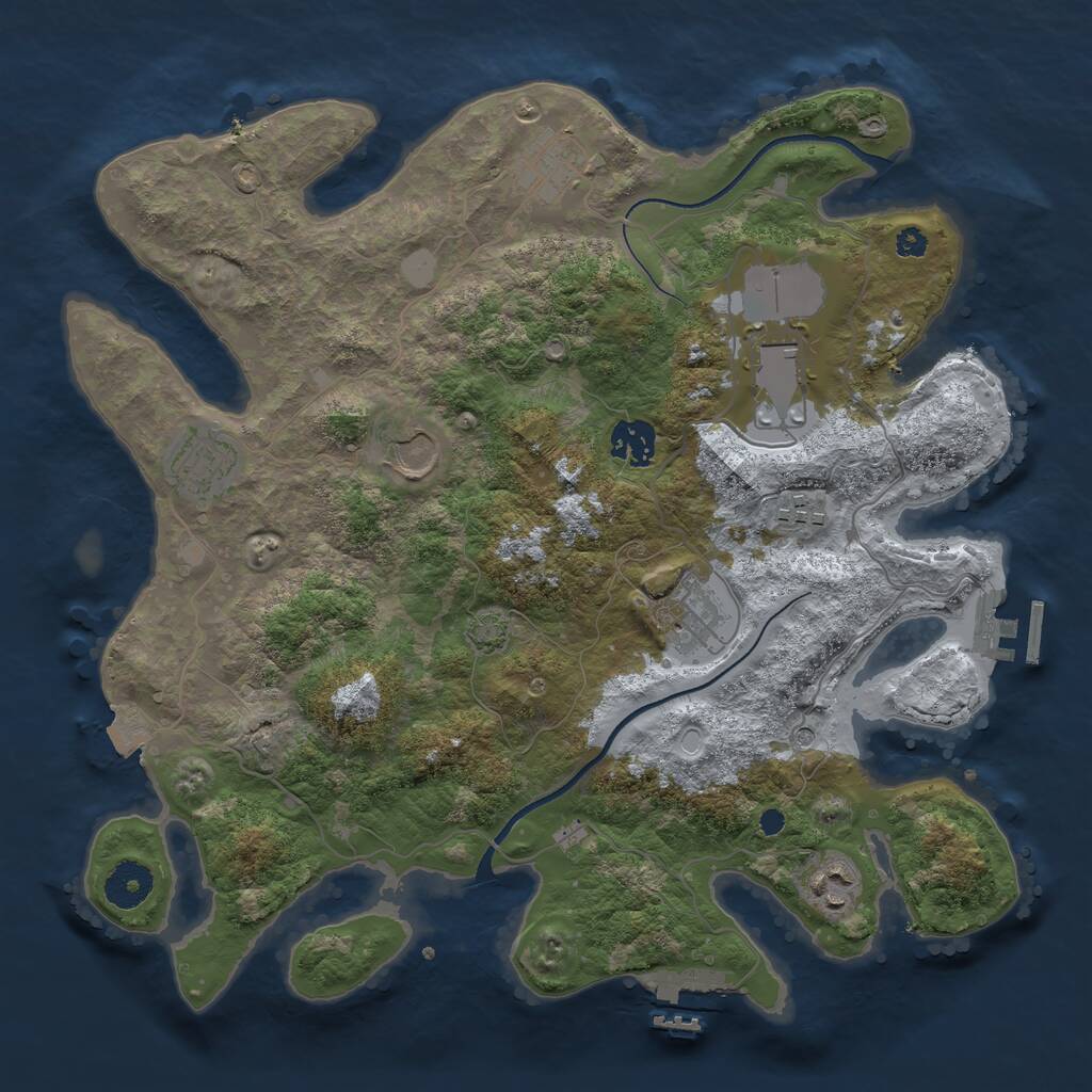 Rust Map: Procedural Map, Size: 3500, Seed: 1457174443, 13 Monuments
