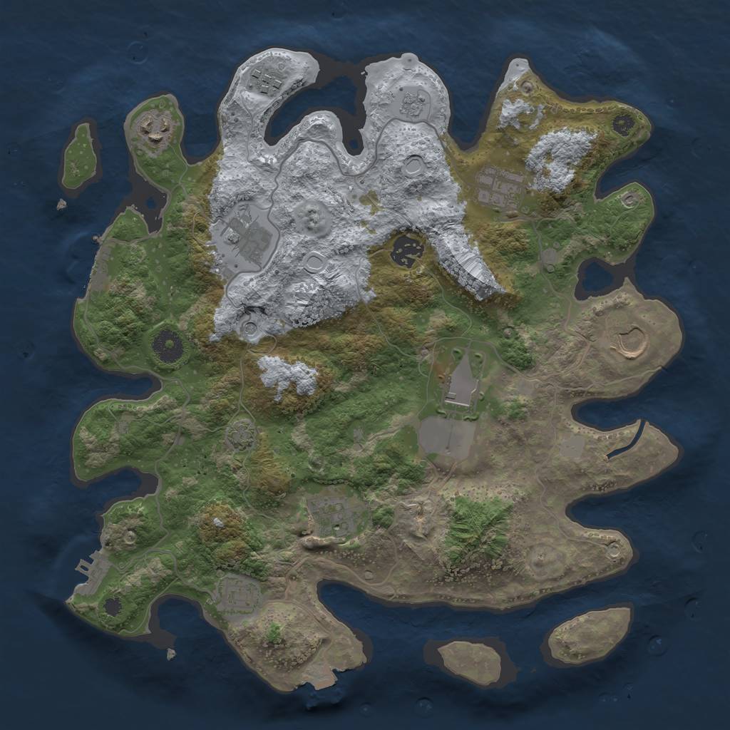 Rust Map: Procedural Map, Size: 3500, Seed: 1641632739, 17 Monuments