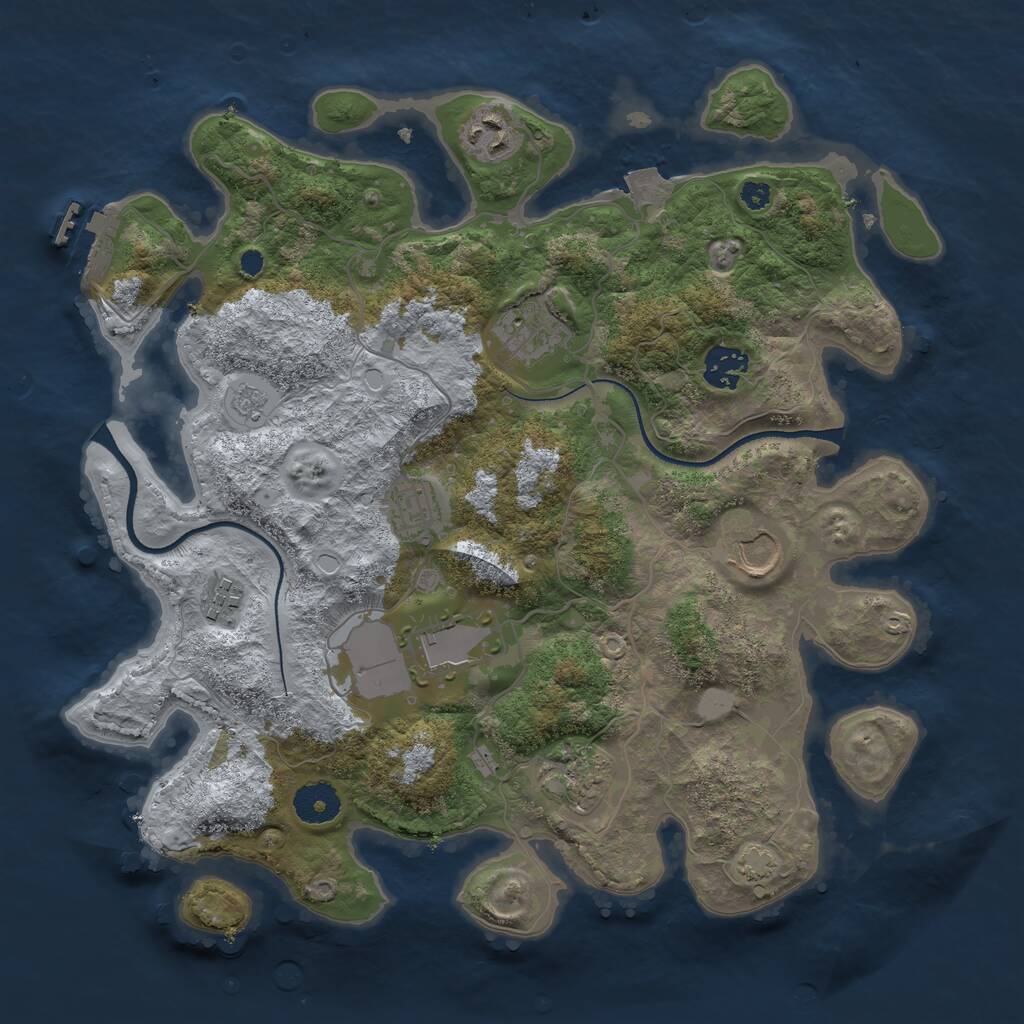 Rust Map: Procedural Map, Size: 3500, Seed: 1545647063, 12 Monuments