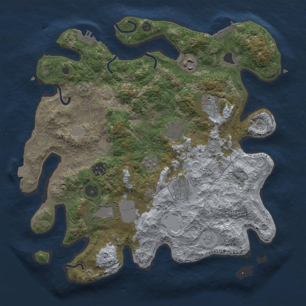 Rust Map: Procedural Map, Size: 3500, Seed: 253914529, 15 Monuments