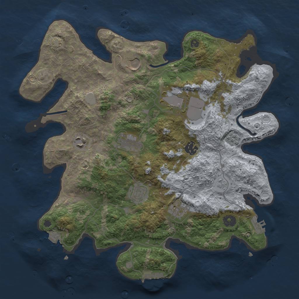 Rust Map: Procedural Map, Size: 3500, Seed: 1396799475, 15 Monuments