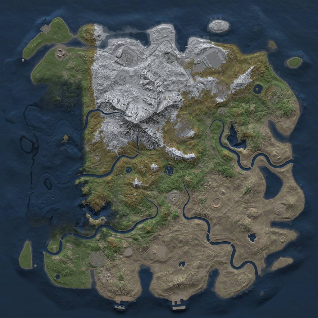 Rust Map: Procedural Map, Size: 5000, Seed: 1129406650, 17 Monuments
