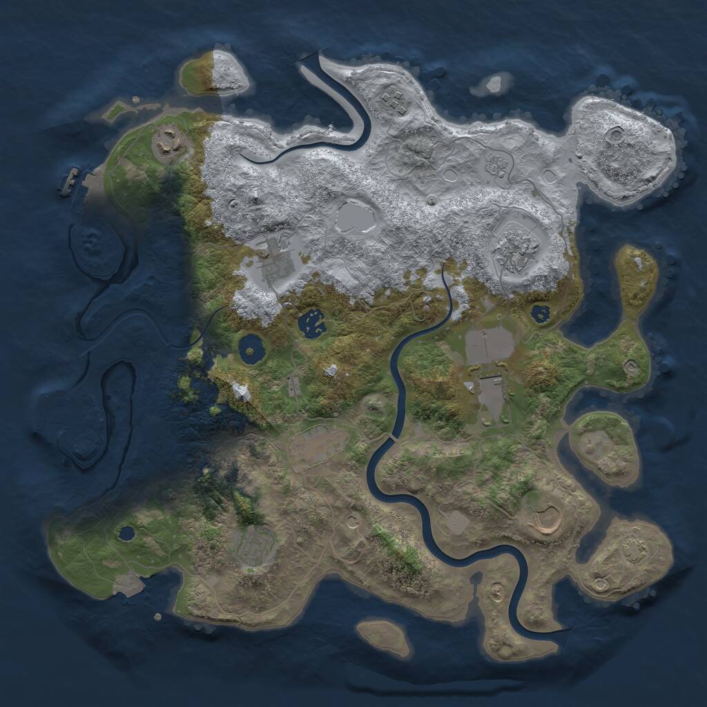 Rust Map: Procedural Map, Size: 3750, Seed: 2856145, 15 Monuments