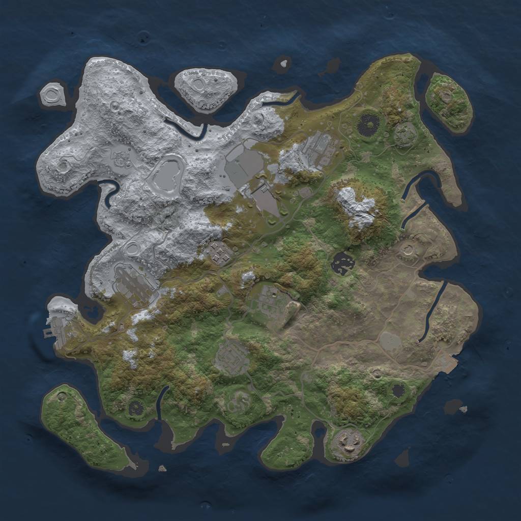 Rust Map: Procedural Map, Size: 3500, Seed: 430068139, 15 Monuments