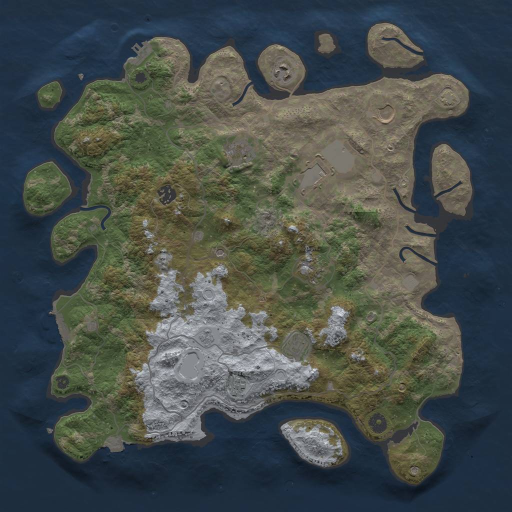 Rust Map: Procedural Map, Size: 4100, Seed: 446249586, 16 Monuments