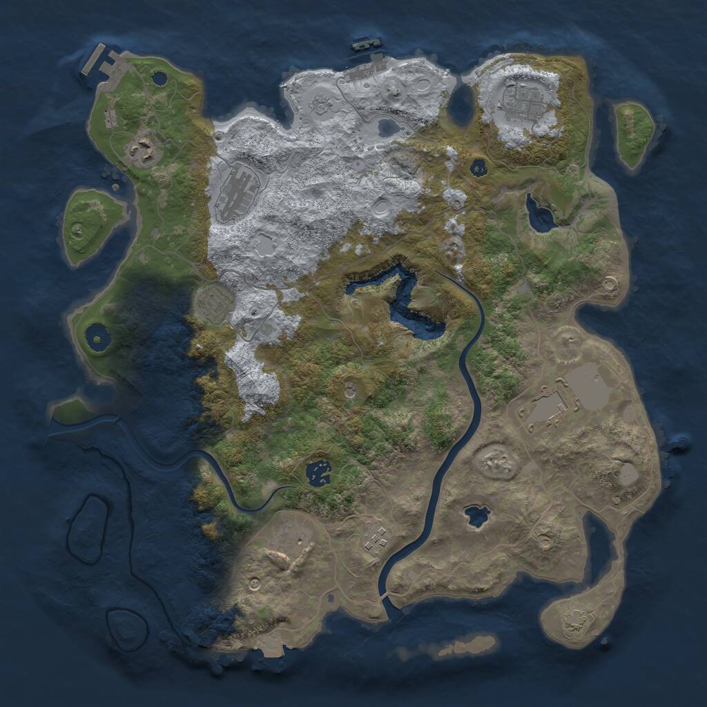 Rust Map: Procedural Map, Size: 4000, Seed: 1037702882, 14 Monuments
