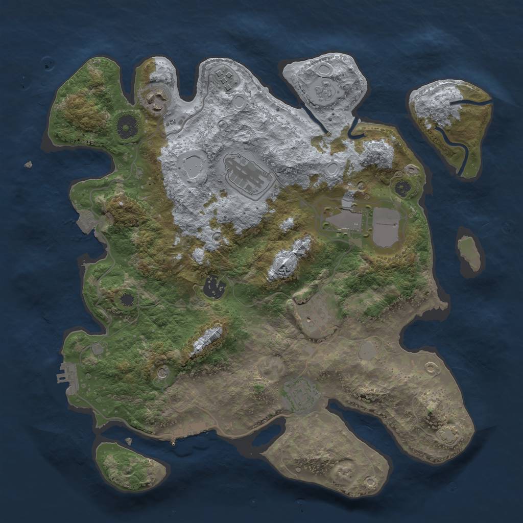 Rust Map: Procedural Map, Size: 3500, Seed: 2075972431, 15 Monuments
