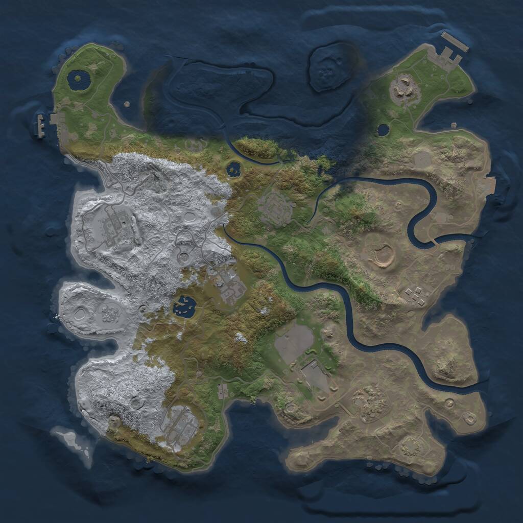 Rust Map: Procedural Map, Size: 3500, Seed: 83690039, 16 Monuments